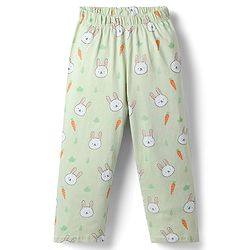Babyhug 100% Cotton Knit Full Sleeves Co Ord Shirt & Pyjama Night Suit Bunny Print - Green