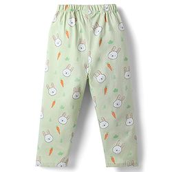 Babyhug 100% Cotton Knit Full Sleeves Co Ord Shirt & Pyjama Night Suit Bunny Print - Green