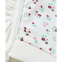 Babyhug 100% Cotton Interlock Knit Cap with Floral Print Pack of 2 Red White - Diameter 10.5 cm