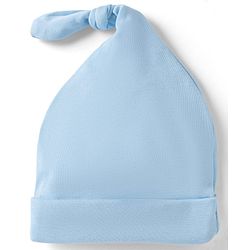 Babyhug Interlock Knit 100% Cotton Striped Caps With Bear Patch Pack of 2 Brown & Light Blue - Diameter 10 cm