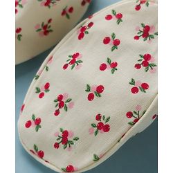 Babyhug 100% Cotton Interlock Knit Mittens & Booties Set With Cherry Print - Light Yellow