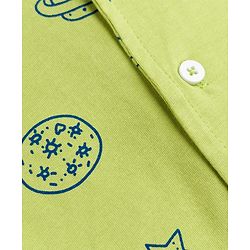 Babyhug Cotton Knit Full Sleeves Shirt & Pyjama Co-ords Night Suit With Star Print - Green