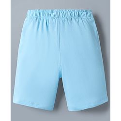 Babyhug Disney 100% Cotton Knit Half Sleeves T-Shirt & Shorts Set With Striped & Mickey Mouse Graphic - Light Blue