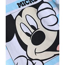 Babyhug Disney 100% Cotton Knit Half Sleeves T-Shirt & Shorts Set With Striped & Mickey Mouse Graphic - Light Blue