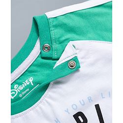 Babyhug Disney 100% Cotton Knit Half Raglan Sleeves T-Shirt & Shorts Set With Mickey Mouse Graphics - Sea Green & Navy Blue