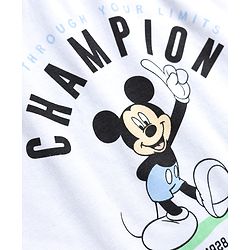 Babyhug Disney 100% Cotton Knit Half Raglan Sleeves T-Shirt & Shorts Set With Mickey Mouse Graphics - Sea Green & Navy Blue