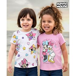 Babyhug Disney Single Jersey Knit Half Sleeves T-Shirts with Minnie & Friends Graphics Pack of 2 - Multicolor