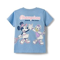 Babyhug Disney Single Jersey Knit Half Sleeves T-Shirt & Shorts Night Suit with Minnie Mouse Graphics - Light Blue