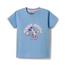 Babyhug Disney Single Jersey Knit Half Sleeves T-Shirt & Shorts Night Suit with Minnie Mouse Graphics - Light Blue