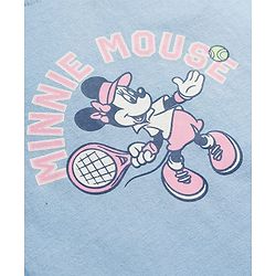 Babyhug Disney Single Jersey Knit Half Sleeves T-Shirt & Shorts Night Suit with Minnie Mouse Graphics - Light Blue