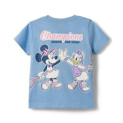 Babyhug Disney Single Jersey Knit Half Sleeves T-Shirt & Shorts Night Suit with Minnie Mouse Graphics - Light Blue