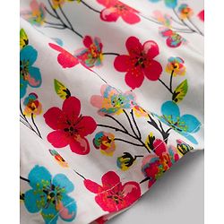 Babyhug Cotton Woven Floral Printed Frock with Half Sleeves Shrug - White & Red
