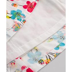 Babyhug Cotton Woven Floral Printed Frock with Half Sleeves Shrug - White & Red