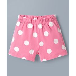 Babyhug Disney Single Jersey Knit Half Sleeves T-Shirt & Shorts Night Suit With Minne Mouse Graphic & Polka Dot Print - Pink