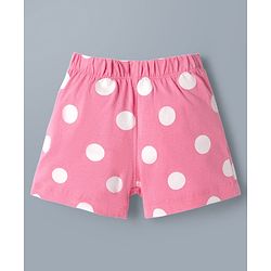 Babyhug Disney Single Jersey Knit Half Sleeves T-Shirt & Shorts Night Suit With Minne Mouse Graphic & Polka Dot Print - Pink