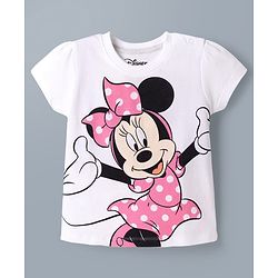 Babyhug Disney Single Jersey Knit Half Sleeves T-Shirt & Shorts Night Suit With Minne Mouse Graphic & Polka Dot Print - Pink