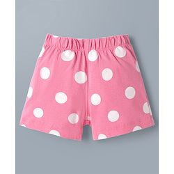 Babyhug Disney Single Jersey Knit Half Sleeves T-Shirt & Shorts Night Suit With Minne Mouse Graphic & Polka Dot Print - Pink