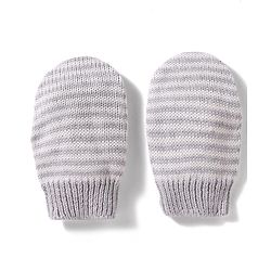 Babyhug 100% Cotton Knit Woollen Cap & Striped Mittens With Bear Embroidery Grey - Diameter 11 cm