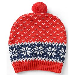 Babyhug Organic 100% Cotton Knit Woollen Cap & Mittens With Floral Design Red- Diameter 12 cm