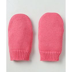Babyhug Organic 100% Cotton Knit Woollen Caps and Set With Polka Design Pink - Diameter 14 cm