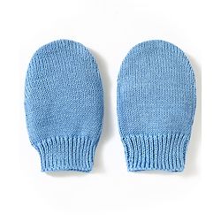 Babyhug 100% Cotton Knit Woollen Cap & Mittens Set With Embroidery Light Blue - Diameter 13.5 cm