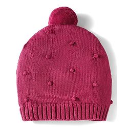 Babyhug 100% Cotton Knit Woollen Cap & Mittens Set With Embroidery Wine - Diameter 14 cm
