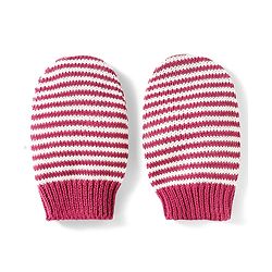 Babyhug 100% Cotton Knit Woollen Cap & Mittens Set With Floral Design Wine - Diameter 14.5 cm