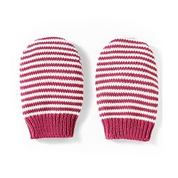 Babyhug 100% Cotton Knit Woollen Cap & Mittens Set With Floral Design Wine - Diameter 14.5 cm