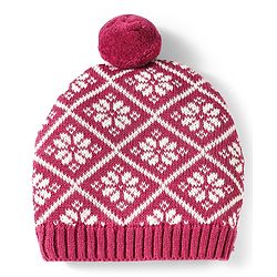 Babyhug 100% Cotton Knit Woollen Cap & Mittens Set With Floral Design Wine - Diameter 14.5 cm
