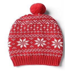 Babyhug Organic 100% Cotton Knit Woollen Cap & Mittens With Floral Design Red - Diameter 11 cm