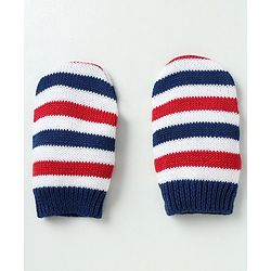 Babyhug Organic 100% Cotton Knit Woollen Caps and Sets With Geometric Design Navy Blue - Diameter 14 cm