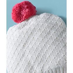 Babyhug 100% Cotton Knit Woollen Cap & Mittens White - Diameter 15 cm