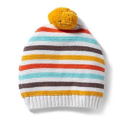 Babyhug 100% Cotton Knit Striped Woollen Cap & Mittens Multicolor - Diameter 15 cm