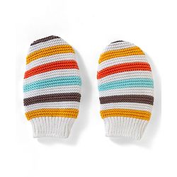 Babyhug 100% Cotton Knit Striped Woollen Cap & Mittens Multicolor - Diameter 15 cm