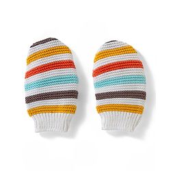 Babyhug 100% Cotton Knit Striped Woollen Cap & Mittens Multicolor - Diameter 15 cm