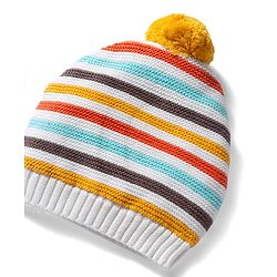 Babyhug 100% Cotton Knit Striped Woollen Cap & Mittens Multicolor - Diameter 15 cm