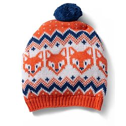 Babyhug 100% Cotton Sweater Knit Woollen Cap & Mittens With Fox Design Orange - Diameter 15 cm