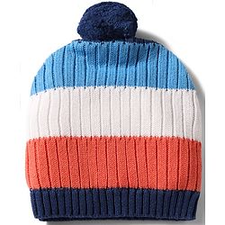 Babyhug 100% Cotton Knit Woollen Cap & Mittens With Striped Design Multicolor- Diameter 12 cm