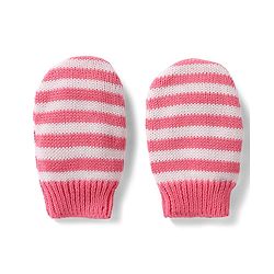 Babyhug 100% Cotton Knit Woollen Cap & Mittens With Bow Design Pink- Diameter 10 cm
