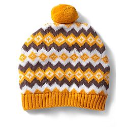 Babyhug 100% Cotton Sweater Knit Woollen Cap & Mittens Mustard - Diameter 15 cm