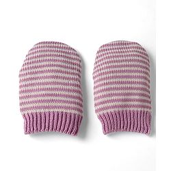 Babyhug Organic 100% Cotton Knit Woollen Cap & Mittens With Bear Design Purple - Diameter 12 cm