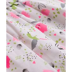 Babyhug Poplin Woven Floral Printed Frock with Half Sleeves Shrug & Headband- White & Pink