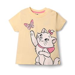 Babyhug Disney Single Jersey Knit Half Sleeves T-Shirt & Shorts  Night Suit with Marie Graphics - Peach