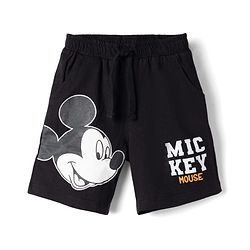 Babyhug Disney Terry Knit Knee Length Shorts with Mickey Mouse Graphics Pack of 2 - Neon Green & Black