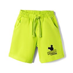 Babyhug Disney Terry Knit Knee Length Shorts with Mickey Mouse Graphics Pack of 2 - Neon Green & Black