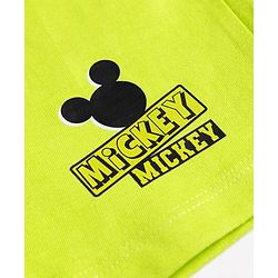 Babyhug Disney Terry Knit Knee Length Shorts with Mickey Mouse Graphics Pack of 2 - Neon Green & Black