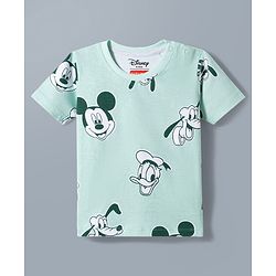 Babyhug Disney Single Jersey Knit Half Sleeves Round Neck T-Shirt With Mickey Mouse Graphics Pack of 2 - White