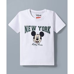 Babyhug Disney Single Jersey Knit Half Sleeves Round Neck T-Shirt With Mickey Mouse Graphics Pack of 2 - White