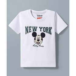 Babyhug Disney Single Jersey Knit Half Sleeves Round Neck T-Shirt With Mickey Mouse Graphics Pack of 2 - White