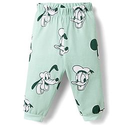 Babyhug Disney Single Jersey Knit Full Sleeves T-Shirt & Pyjama Night Suit With Mickey Mouse Print - Light Green